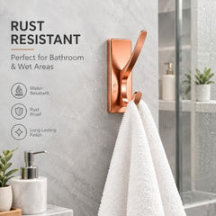iSTAR Self Adhesive Wall Hook Heavy Duty Metal Stick-On Door Hanger Hook for Hanging Towel, Purse, Robe, Backpack, Jacket, Clothes, Bags - Wall Hooks Set for Bathroom & Kitchen (Pack of 4) (Rose Gold)