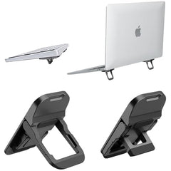 EDNITA ( 2Pcs Mini Laptop Stand for Desk | Portable Metal PC Desk Stand, Aluminium Cooling Pad Mini Clip Compatible with MacBook Apple Laptop, Lenovo, Dell, Hp, Acer & Other Laptops (Black)