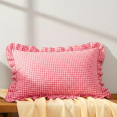 Sleepy Threads Pink Pillow Covers - Set of 2 | 27 x 18 Inch | Rectangular Checkered 220 TC Pillow Cases | Soft & Breathable with Envelope Closure | Throw Pillow Case for Sofa, Living Room, Bedroom