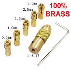 SYGA Mini Drill 3.15mm, 7-Piece 0.5-3mm, 3.17mm Shank Metal Drill Chuck Collet Bits Rotary with Screw