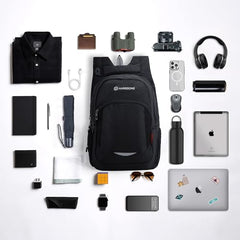 HARISSONS Xeno Travel Laptop Backpack | 40L | Fits 15.6" Laptop | Water-Resistant Dobby PU Polyester | USB Port, Rain Cover, Reflectors, Sternum Strap | Work, College & Commute (Black-Green)