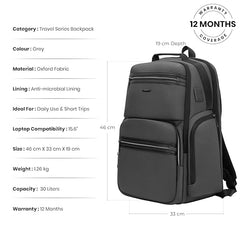 ICON The Overnighter Laptop Backpack 30L | Durable Oxford Fabric, Fits 15.6" Laptops | USB Charging Port, Luggage Sleeve | Water-Resistant, Multipurpose Unisex Bag for Short Trips - Blue.