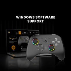 Cosmic Byte Stellaris Controller, 3 Modes Wifi + Bluetooth + Wired for PC, iOS, Android, Hall Effect Trigger and Upgraded TMR Joystick, Macros, 1000mAh Battery, RGB LED, Software Support (Black)