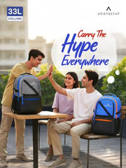 Aristocrat Hype 33L Laptop Backpack (Upto 17"), 2 Compartments, Grey | Spacious, Front & Side Pockets, Padded Straps, Premium Fabric & Zipper, Office/ College Bag, Unisex, 1-Year Global Warranty