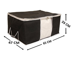 Kuber Industries Non-Woven Underbed Storage Bag|Clothes Storage Organizer|Blanket Cover With Clear Window|Zipper Closure&Handle Cloth Organizer|Plain White Border|Large|Pack Of 6|Royal Blue,32Cm,48Cm