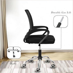 Casa Copenhagen Mesh Mid Back Office/Study/Computer/Revolving/Desk Chair for Work from Home -Metal Base, Height Adjustable Seat - Grey Milange & Black Handle