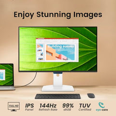 BenQ GW2790TC 27" (68.58cm) IPS 144Hz FHD Eye-Care Monitor |99% sRGB|1500:1 CR|USB-C(20W)| 2Wx2 Speakers|Height, Tilt, Pivott,Swivel| Ultrathin Bezel| HDMI |DP| AMD FreeSync|TÜV 4-Star(White)