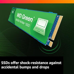 Western Digital WD Green SN350 NVMe 250GB, Upto 2400MB/s, 3 Y Warranty, PCIe Gen 3 NVMe M.2 (2280), Internal Solid State Drive (SSD) (WDS250G2G0C), Green