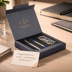 Parker Gift Set | Vector Special Edition Chrome Trim Roller Ball Pen with Parker Keychain | Ideal for Gifting | Elegant Gift for Any Occasion