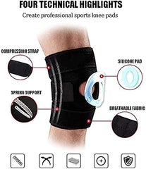 SYGA Adjustable Knee Cap Support Knee Brace Compression Sleeve Breathable Knee Pad For Men & Women- Arthritis Pain, Tendinitis Pain, ACl, Athletic Injury, Sports, Running, and Protection-Free Size
