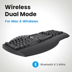 Perixx PERIBOARD-612W Wireless Ergonomic Split Keyboard with Dual Mode 2.4G and Bluetooth Feature, Compatible with Windows 10 and Mac OS X System, White, US English Layout