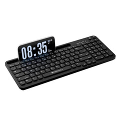 Zebronics Keypad X3 Wireless Keyboard, 102 Keys, 12 Multimedia Keys, 2.4GHz + BT, UV Coated Keycaps, Mobile & Tablet Holder, ₹ Rupee Key, Retractable Stand, USB Nano Receiver (Midnight Black)