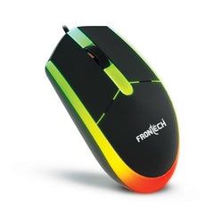 FRONTECH Wired Optical Mouse | 1200 DPI | 3-Button | Rainbow RGB Lighting | 1.2m Cable | 1 Year Limited Warranty (MS-0107)