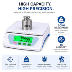 Gripit 30kg x 1g Electronic Weighing Scale, High Accuracy Digital Scale for Home,Not for Commecial use
