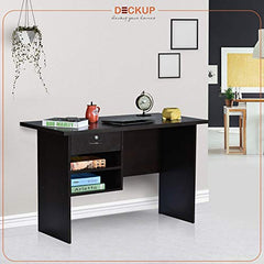 DeckUp Plank Giona Engineered Wood Study Table and Office Desk (Walnut and White, Matte Finish)