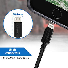 Czartech [1.2 Mt USB-C 20W Fast Charging cable Compatible with i-Phone,14,13, 12,11, X, 8, 7, 6, 5, i-Pad iPad Air and More [Nylon Braided,Black - Pack of 2]