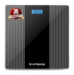 Longway Weight Machine for Home | Digital Bathroom Scale for Human Body Weight Measurement | Extra Thick Tempered Glass with LCD Display | 3 Years Warranty (Blue | Max Weight 180Kgs | Sapphire)