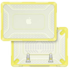 ProElite Transparent Case for MacBook Neo 13 inch 2026 Model Touch ID, Heavy Duty Honeycomb Hard Shell with Slim TPU Bumper and Fold Kickstand, Dark Blue