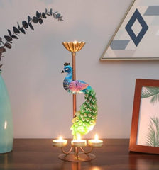 Festive Elegance Peacock Theme Decorative Tealight Stand | traditional handmade