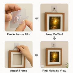 SIGNAMIO 6 Hook Shelf Adhesive Strip Wall Hanging Sticky Hook Black