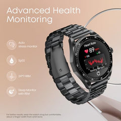 Fastrack MYND 1.93” AMOLED Display Smart Watch for Men & Women with AI Watch Faces,AI Chat,Offline Voice Commands,Curved Metallic Design,Functional Crown,BT Calling, Health Suite,100+ multisport modes
