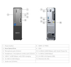 Lenovo ThinkCentre Neo 30s Gen 5 SFF Desktop Computer, 10-core Intel Core i7-13620H, 16GB DDR5, 1TB SSD, HDMI + VGA, Wi-Fi, RJ-45, USB-C, Wired Keyboard & Mouse, Windows 11 Pro