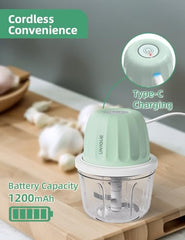 UN1QUE 350ML Rechargeable Mini Electric Chopper for Kicthen Use | One-Touch Operation | 304 Stainless Steel Blades | Chopper Electric for Chop, Mince, Puree, Whisk, Grind