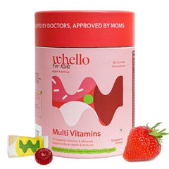 Whello Kids Multivitamin Gummies | Doctor Formulated Daily Multivitamins for Growing Kids | No Added Sugar, No Artificial Colors, Vegan & Gelatin Free | Gut-Friendly Fibre, Vitamin C & Biotin | Fruity Berry Taste | 30 Gummies