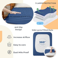 Ayka 100% Waterproof King Size 78x72 inch Cotton Quilted Mattress Protector Breathable Hypoallergenic Noiseless Ultra Soft Elastic Fitted Bed Protector Mattress/Bed Cover (Grey, King (78 * 72”))