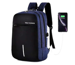 TRUE HUMAN® EMPEROR Premium HardShell Weekender Backpack 15.6 inch Padded USB Charging Port Laptop Office Travel College Business Bag Adjustable Shoulder Straps Daily Purpose for Men women Boys Girls