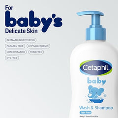 Cetaphil Baby Wash & Shampoowith Organic Calendula,Tear Free, Paraben, Colorant and Mineral Oil Free, 400ml
