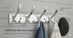 JAGGER JAG334 Wall Mounted Stainless Steel Wall Hooks for Hanging Cloth/Towel Hangers/Door Hangers/Hook Rail/Bthroom Hanger [ Combo Pack of 2 ] (Black, 6 PIN Hook)