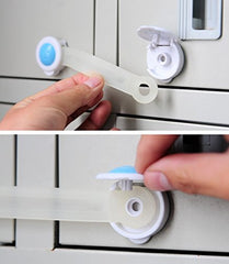 SYGA 12 Pcs Baby Safety Locks | Child Proof Cabinets, Drawers, Appliances, Toilet Seat, Fridge and Oven | Tools Not Required | Uses Dual Adhesive Tape and Latch System (Blue Smiley)