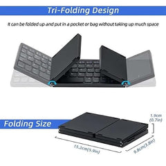 atdaraz Foldable Keyboard B089T with Touchpad, BT 5.1, 64 Keys, Portable, Magnetic Closure, Type C Charging, Compatible with iOS, Win, ABS Material (Black)