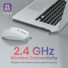 Portronics Toad 36 Wireless Mouse, 2.4GHz, Rechargeable, 6 Buttons, 1600 DPI, Ergonomic Thumb Support, Universal Compatibilty, Built-in-Battery, for Windows/Mac/Android/iOS(White)