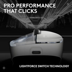 Logitech G PRO X Superlight 2 DEX Lightspeed Wireless Gaming Mouse, 60g Pro-Grade Lightweight Mouse with 5 Programmable Buttons, 44k DPI Sensor, USB-C Charging, for PC/Mac - White