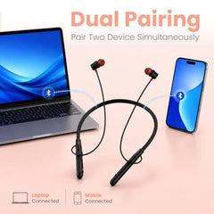 Portronics Harmonics Prime Wireless Neckband Earphones with 50H Playtime, Bluetooth 6.0, ENC, 10mm Dynamic Drivers, Dual Pairing, Fast Charging(Black)