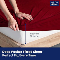 GADDA CO 100% Waterproof Premium Cotton Feel Mattress Protector King Size 78x72 Inch|Ultra Soft Breathable & Fitted Bed Protector Terry Cover Double Bed (6.5x6 feet, Fits 10 Inches, Grey)