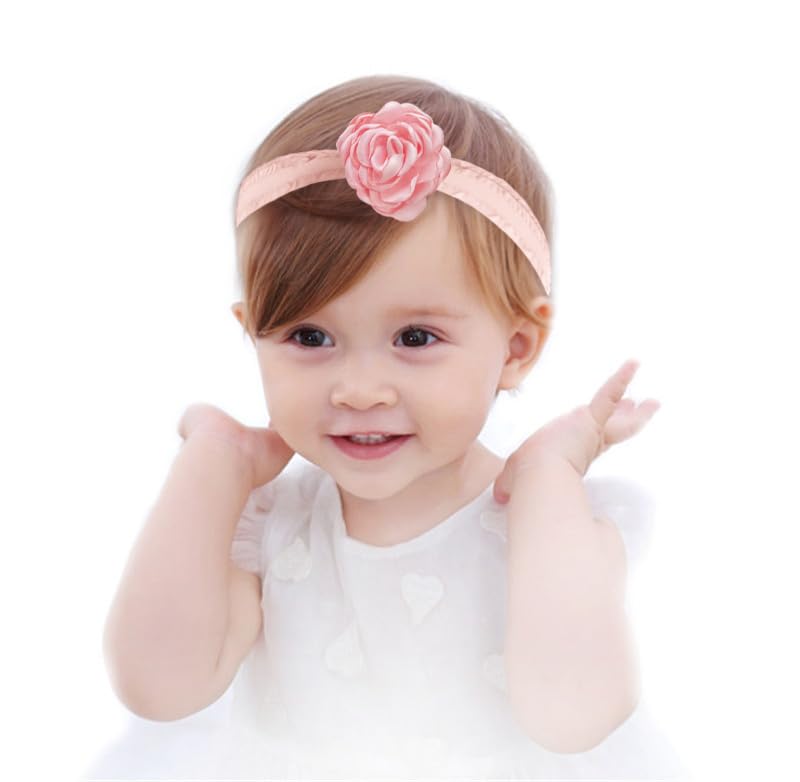 SYGA 3 Pcs Children Girl Baby Elastic Hairband Princess Wind Bow Flower Headband Suit Baby Headdress Photo Hair Accessories for 0-3 Years (Color - A) - Multicolor