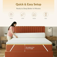 SleepyHug OrthoSoft Plus HR Foam Mattress Topper | 2 Inch Medium-Firm Support | Improves Back Support & Mattress Firmness | Quilted Cover | Anti-Skid Base | 78x72x2 Inches, Off-White