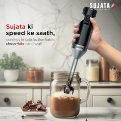 Sujata Blendcraft Hand Blender with Stainless Steel Blade, 180 Watts, 2-Speed Control, Black