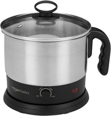Amazon Basics Multi-Kettle Steamer 1.2L | Adjustable Power Modes 600 W | 7 - Egg Tray, Idli Tray, Iron Grill And Steamer | SS 201 Steel | Automatic Overheat Protection | Multipurpose Kettle