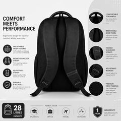 BIGBERRY Rodeo 2.0 Leatherite Faux Leather Laptop Backpack for Men & Women | Water Resistant 2 Compartment Casual Daypack | 15.6 Inch Laptop Bag for Office, College, Travel & Daily Use, Navy Blue