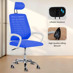 Casa Copenhagen Mesh Mid Back Office/Study/Computer/Revolving/Desk Chair for Work from Home -Metal Base, Height Adjustable Seat - Grey Milange & Black Handle