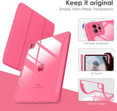 ProElite Case for iPad Air 11 Inch M4/M3/M2 2026/2025/2024, iPad Air 10.9 inch 5th/4th Gen & iPad Pro 11 inch 4th/3rd Gen 2022 case Cover, Transparent Smart Flip Cover with Pencil Holder, Lavender