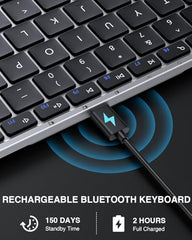 ProtoArc Foldable Bluetooth Keyboard, XK01 Full Size Folding Wireless Keyboard with Number Pad, Portable Travel Keyboard for Windows iOS Android Tablets, Laptops, iPad
