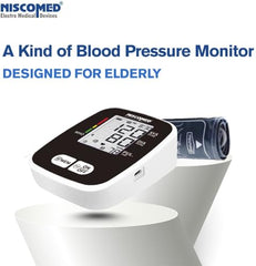 NISCOMED PW-221 Digital LCD Display BP Check Machine For Home | Fully Automatic Upper Arm Style BP Monitor | With USB Cable & AAA Battery | Memory 99 x 2 Users With Digital Thermometer