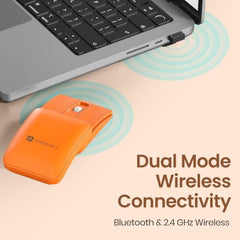 Portronics Toad Fold Wireless Bluetooth Mouse with Dual Wireless (BT + 2.4 GHz), Foldable Mouse, Rechargeable Battery, Multi-Device Pair, Up to 3200 DPI Sensitivity (Black)