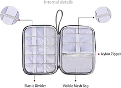 House of Quirk Electronics Accessories Organizer Bag, Universal Carry Travel Gadget Bag for Cables, Plug and More, Perfect Size Fits for Pad Phone Charger Hard Disk (Sky Blue)