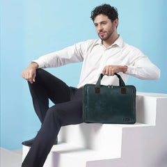 VISMIINTREND Laptop Leather Bag for Man | Coffee Brown